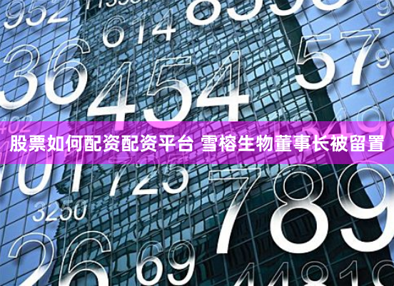 股票如何配资配资平台 雪榕生物董事长被留置